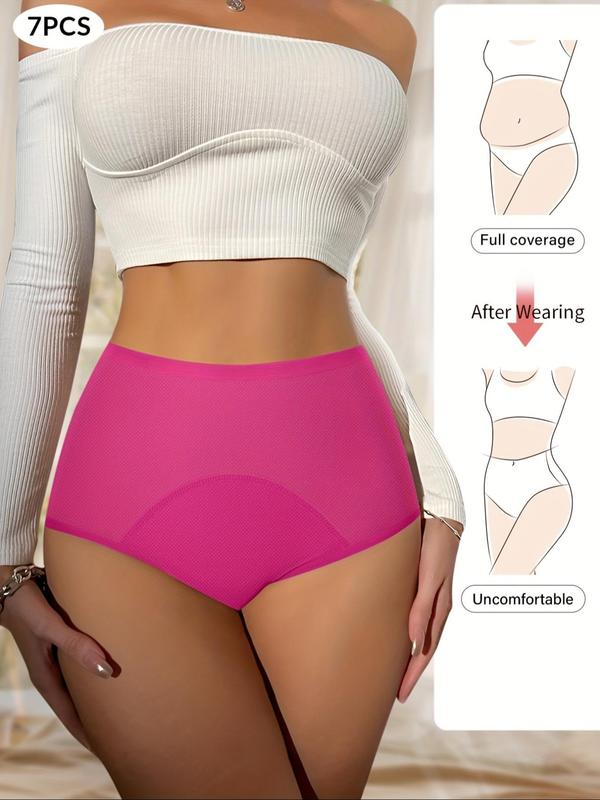 Women's Solid Color High Waist Period Panty, Breathable Comfortable Period Knicker for Daily Wear, Women's Underwear for All Seasons