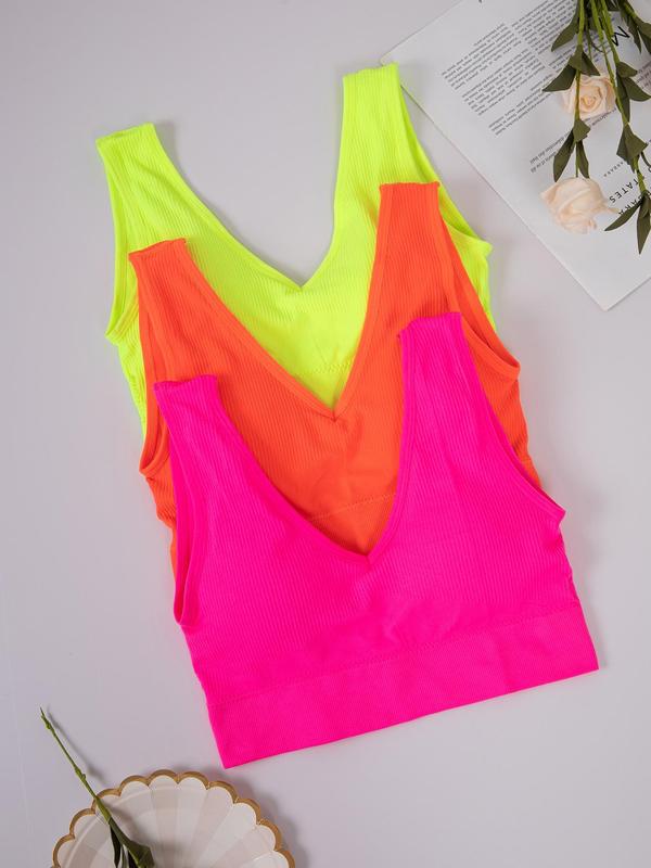 Women's Solid Padded Wireless Bra, Casual Comfortable Breathable Lingerie Top, Softness Underwear for All Seasons