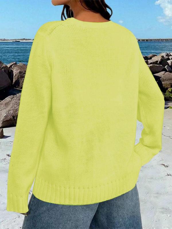 Women's Graphic Print Drop Shoulder Long Sleeve 4th Of July Sweater, Fashion Casual Vintage Crewnecks Jumper for Spring & Fall, Summer Outfits, Women's Vintage Clothing Knitwear for Daily Wear