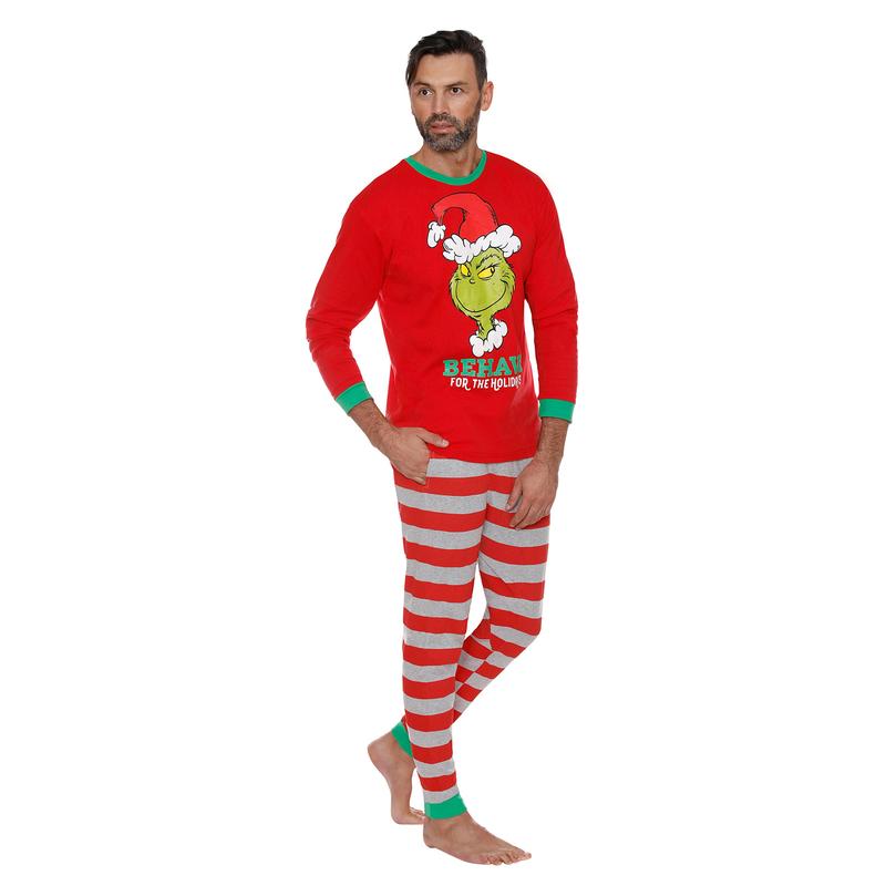 Matching Christmas Pajamas For Family, Red Long Sleeve Printed Pattern Tops and Pants for Men  Women  Boys  Girls Cotton Womenswear