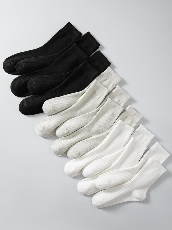 Women's Solid Crew Socks, Basic Comfortable Socks, Summer Socks for Women, Minimalist Mixed Color Knit Socks, Lady Socks for Daily Wear, Compression Socks, Womenswear