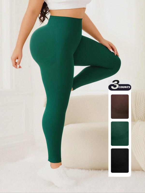  Solid High Waist Leggings, Casual Comfy Breathable Skinny Pants for Daily Wear, Women's Bottoms for All Seasons