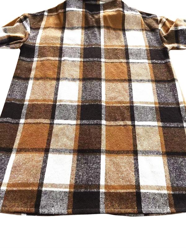 Women's Plaid Print Button Front Pocket Coat & Skirt Two-piece Set, Casual Drop Shoulder Long Sleeve Top & Short Skirt for Daily Wear, Ladies Fall & Winter Clothes