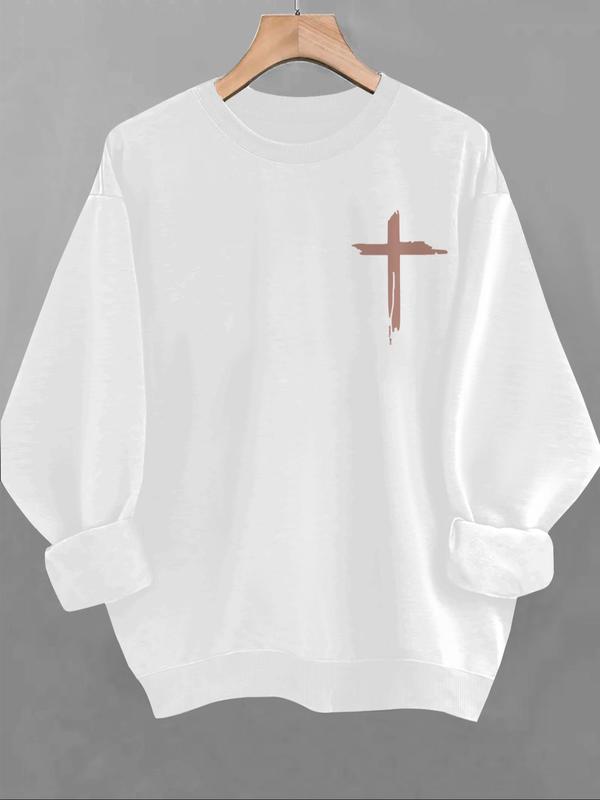 Women's Creative Letter Print Crew Neck Sweatshirt, Casual Long Sleeve Round Neck Pullover for Fall & Winter, Women's Clothes for Daily Wear