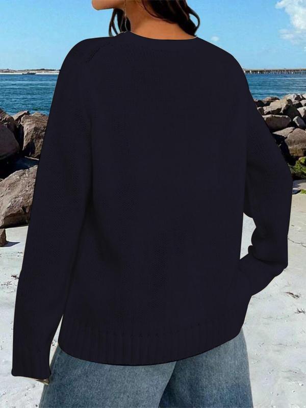 Women's Graphic Print Drop Shoulder Long Sleeve 4th Of July Sweater, Fashion Casual Vintage Crewnecks Jumper for Spring & Fall, Summer Outfits, Women's Vintage Clothing Knitwear for Daily Wear