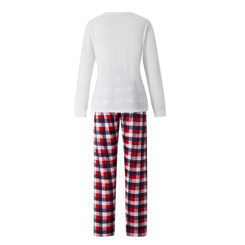 Christmas Family Pajamas Set, Reindeer Pattern Tops+Long Elastic Pants for Dad Mom Long Sleeve Womenswear family christmas pajamas