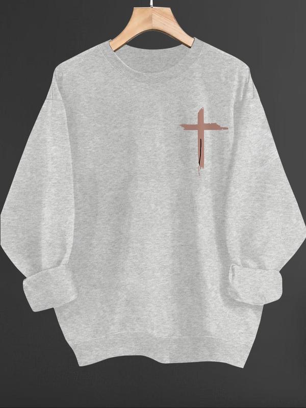 Women's Creative Letter Print Crew Neck Sweatshirt, Casual Long Sleeve Round Neck Pullover for Fall & Winter, Women's Clothes for Daily Wear