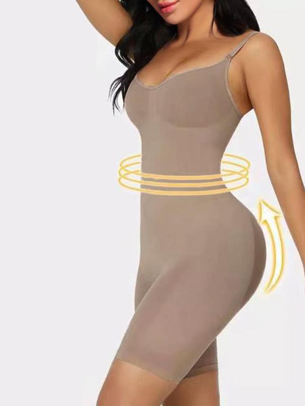Women's Solid Adjustable Strap Backless Bodycon Romper, Casual Sleeveless Spaghetti Strap Bodysuit for Daily Wear, Ladies Clothes for All Seasons