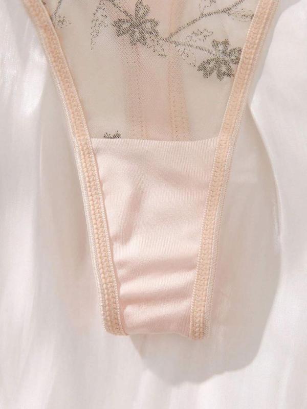 Women's Floral Embroidery Criss Cross  Bra & Cut Out Panty Sexy Lingerie Two-piece Set, Adjustable Strap Bra & Panty, Lingerie Set for Women