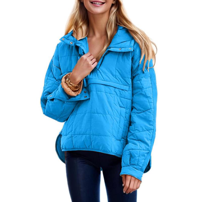 YeokouWomen's Oversized Hooded Puffer Jacket Quilted Lightweight Winter Warm Pullover Padded Hoodies Coat