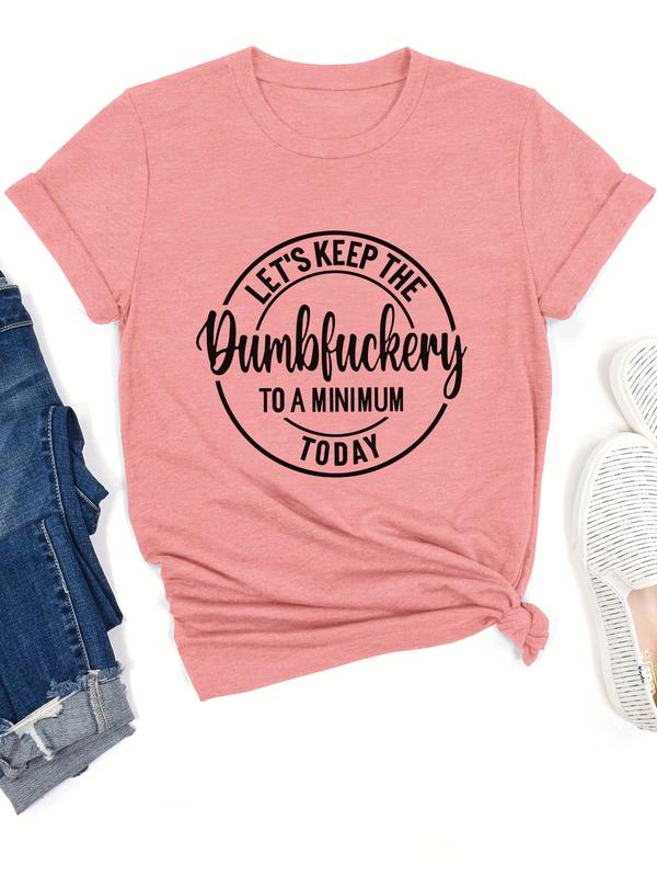 Women's Letter Print Round Neck Shortsleeve Graphic Tee, Lady Vintage Trendy Casual Comfort Short Sleeve Crewneck T-shirt for Daily Wear, Graphic Tees, Ladies Summer Outfit, Womenswear Tshirt Top