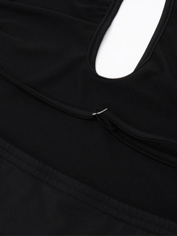 Women's Plain Cut Out Backless Snap Button Closure Crotch  Bodysuit, Solid Sleeveless  Criss Cross Bodysuit for Beach Holiday Vacation, Ladies Fall Clothes
