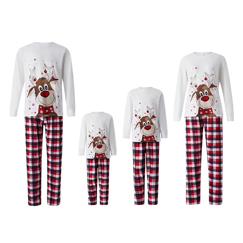 Christmas Family Pajamas Set, Reindeer Pattern Tops+Long Elastic Pants for Dad Mom Long Sleeve Womenswear family christmas pajamas