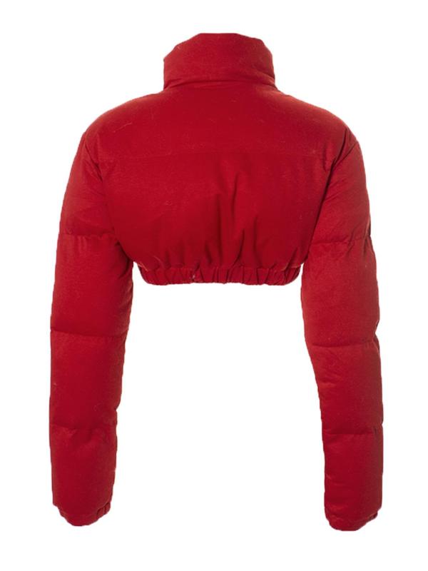 Women's Solid Zip Up High Neck Crop Coat, Casual Long Sleeve Pocket Outerwear for Fall & Winter, Ladies Clothes for Daily Wear, Y2k Clothing