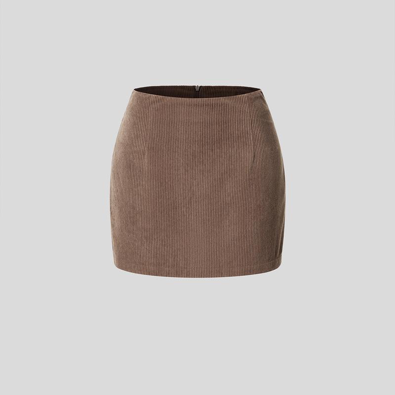 Halara High Waisted Invisible Zipper 2-in-1 A Line Mini Corduroy Casual Skirt