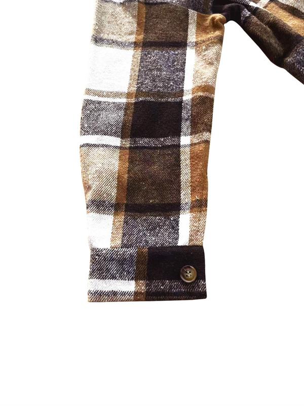 Women's Plaid Print Button Front Pocket Coat & Skirt Two-piece Set, Casual Drop Shoulder Long Sleeve Top & Short Skirt for Daily Wear, Ladies Fall & Winter Clothes