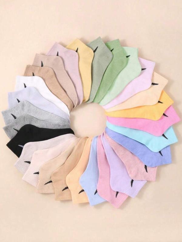 Women's Solid Color Random Pattern Low Cut Socks, Casual Comfy Breathable Socks for Daily Wear, Multipack Knit Socks for All Seasons