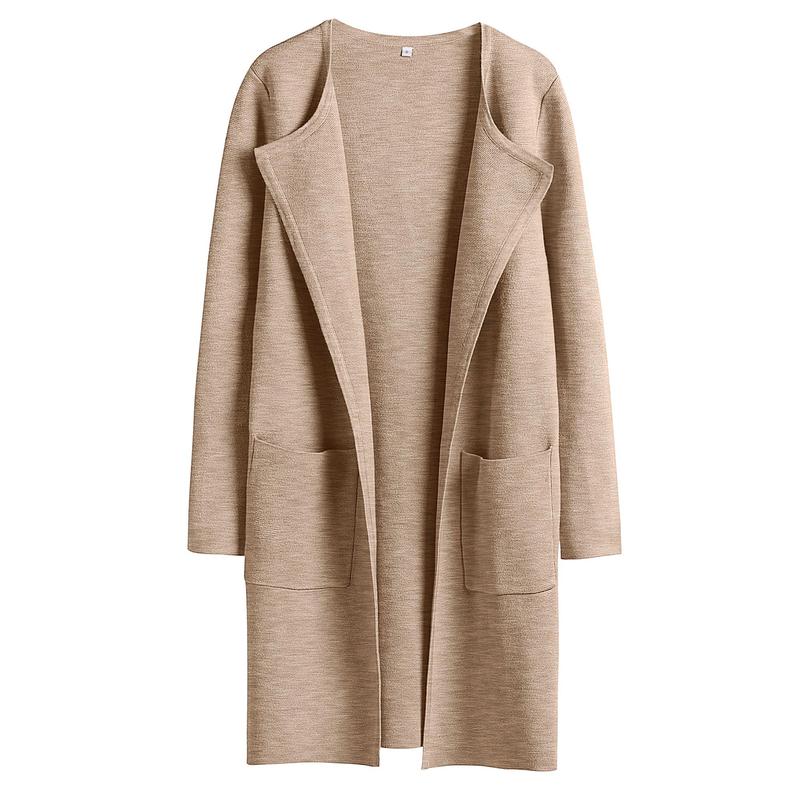 ANRABESS Women's Open Front Knit Cardigan Long Sleeve Lapel Casual Solid Sweater Jacket Knitwear Womenswear