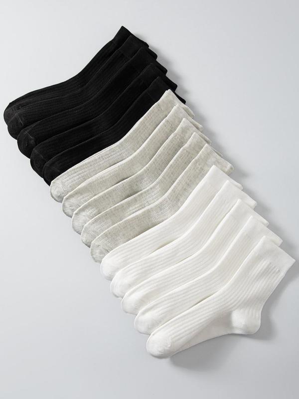 Women's Solid Crew Socks, Basic Comfortable Socks, Summer Socks for Women, Minimalist Mixed Color Knit Socks, Lady Socks for Daily Wear, Compression Socks, Womenswear