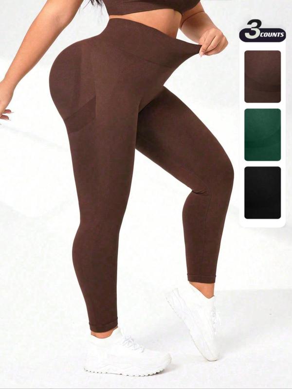  Solid High Waist Leggings, Casual Comfy Breathable Skinny Pants for Daily Wear, Women's Bottoms for All Seasons