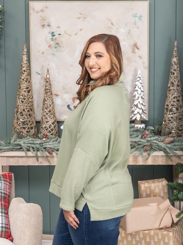 Cable & Rib Mixed Media Soft Knit Mock Neck Pullover | S - 3XL
