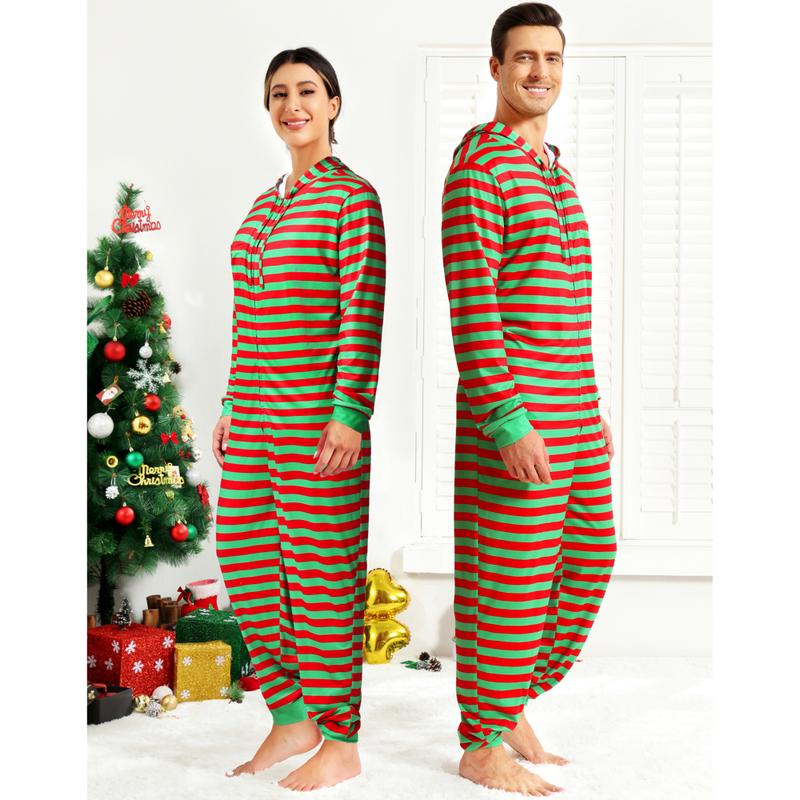 Couple Onesie Pajama Sets, Christmas Pajamas Sets,Hooded Zipper Christmas Matching Plaid Pjs Set for Men and Women Soft Warm Jumpsuit 6396 6397  Dinosaur Print matching christmas pajamas Christmas Matching