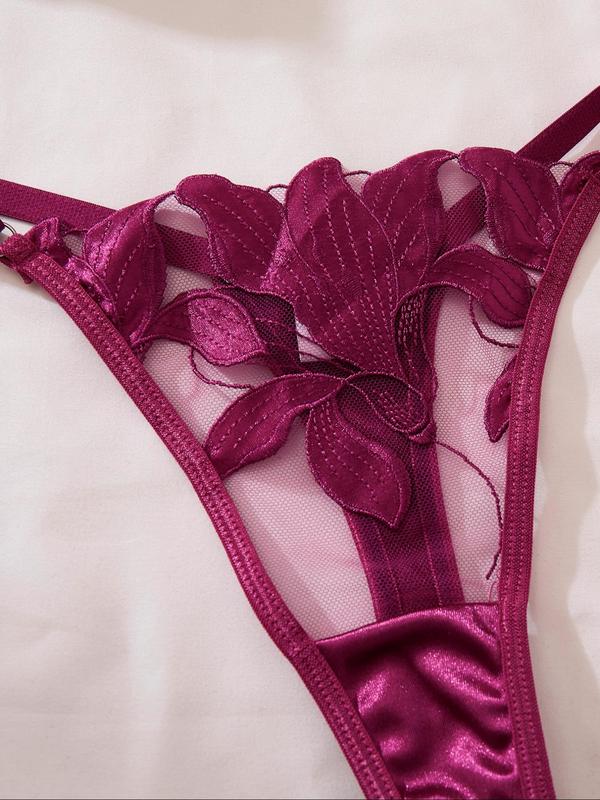 Women's Floral Lace Sexy Push Up Bra & Thong, Breathable Comfortable Bra & Knicker Set, Soft Sexy Lingerie Underwear Sets for Daily Wear