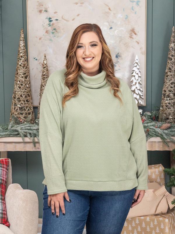 Cable & Rib Mixed Media Soft Knit Mock Neck Pullover | S - 3XL