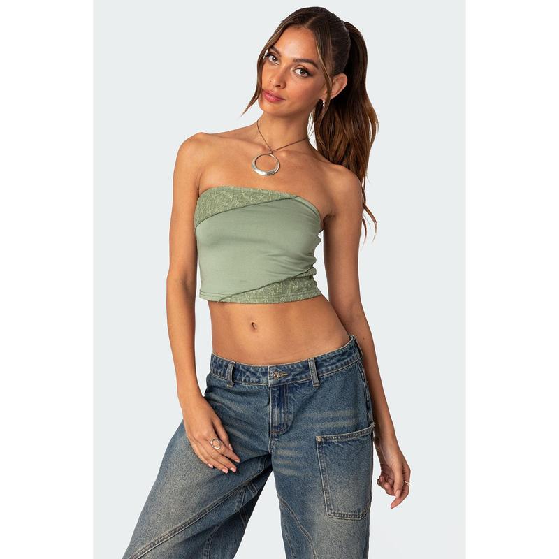 Lace Patchwork Tube Top