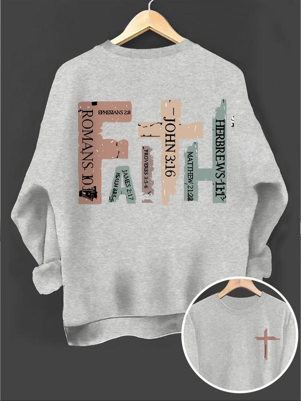 Women's Creative Letter Print Crew Neck Sweatshirt, Casual Long Sleeve Round Neck Pullover for Fall & Winter, Women's Clothes for Daily Wear
