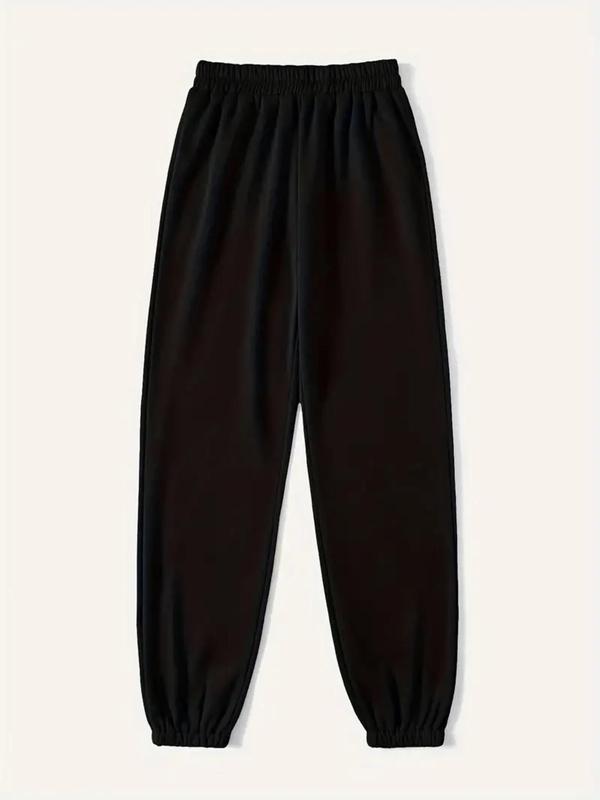 Women's Solid Color Elastic Waist Sweatpants, Casual Comfy Pants for Fall & Winter, Jogger Pants for Women, Women's Trousers for Daily Wear, Downtown Girl Clothes