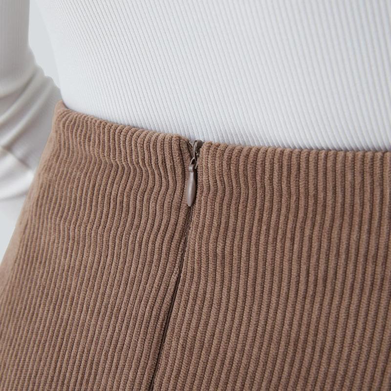 Halara High Waisted Invisible Zipper 2-in-1 A Line Mini Corduroy Casual Skirt
