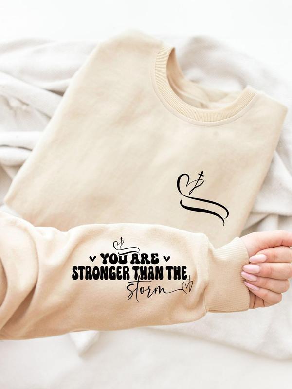 Women's Letter Print Round Neck Sweatshirt, Casual Long Sleeve Crew Neck Pullover for Spring & Fall, Fashion Women's Top for Daily Wear
