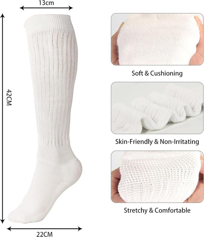 Women's 3 Pairs Solid Slouch Crew Socks, Fashion Casual Comfy Socks for Daily Outdoor Wear, Ladies Socks for All Seasons, Size 5-11.