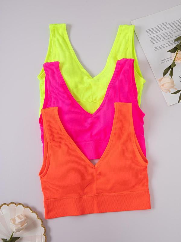 Women's Solid Padded Wireless Bra, Casual Comfortable Breathable Lingerie Top, Softness Underwear for All Seasons