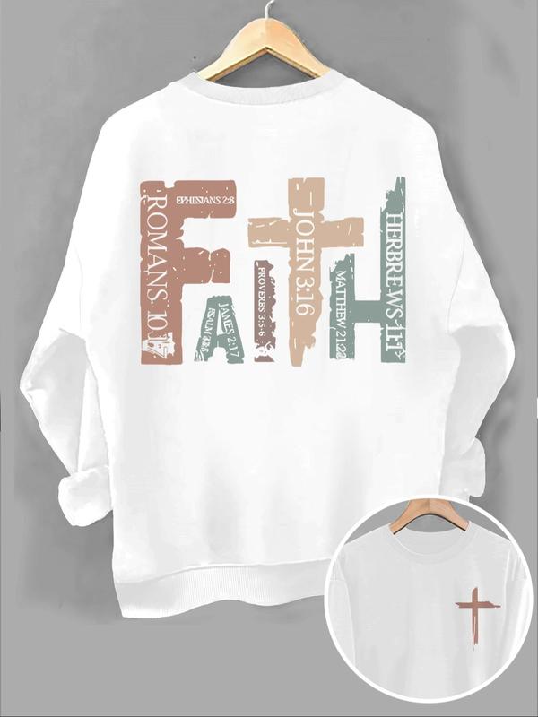 Women's Creative Letter Print Crew Neck Sweatshirt, Casual Long Sleeve Round Neck Pullover for Fall & Winter, Women's Clothes for Daily Wear