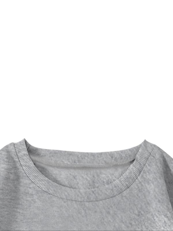 Women's Creative Letter Print Crew Neck Sweatshirt, Casual Long Sleeve Round Neck Pullover for Fall & Winter, Women's Clothes for Daily Wear