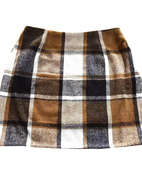 Women's Plaid Print Button Front Pocket Coat & Skirt Two-piece Set, Casual Drop Shoulder Long Sleeve Top & Short Skirt for Daily Wear, Ladies Fall & Winter Clothes