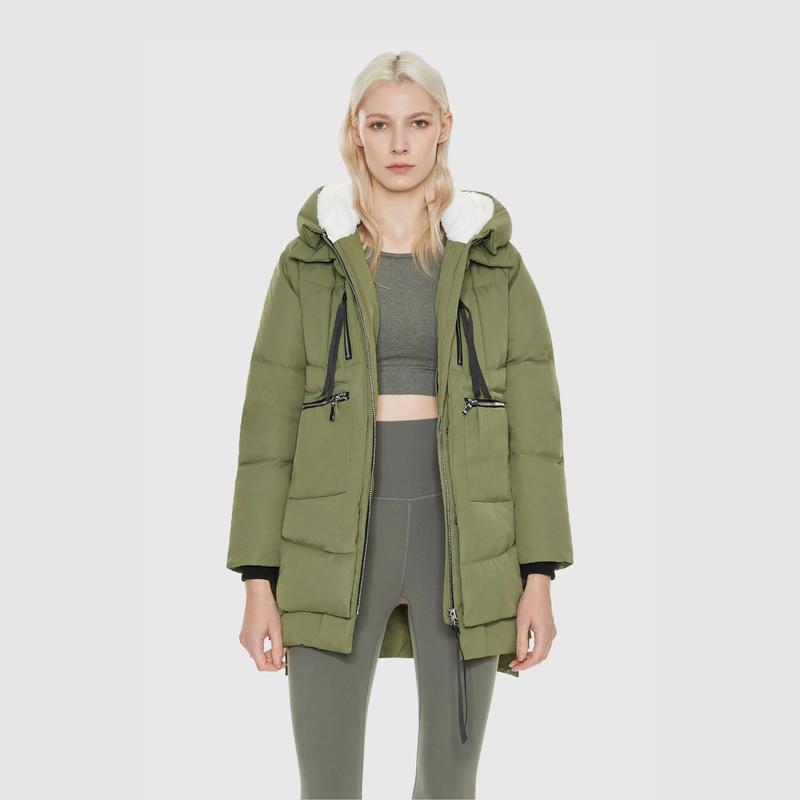 「Black Friday」OROLAY 092 Universe Classics Women's Thickened Down Jacket with Warm Fleece-Lined Hood and 6 Big Pockets - Longsleeves Longsleeves Hoodie Womenswear Coats