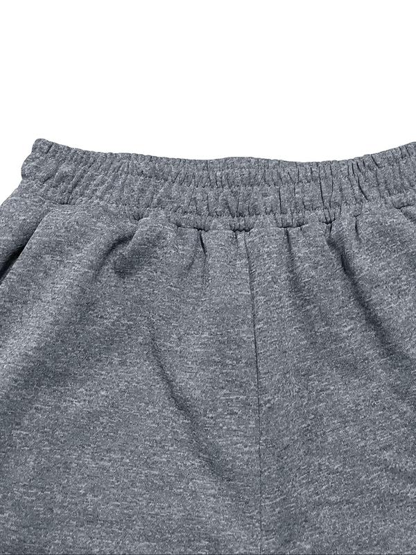 Women's Plain Elastic Waist Wide Leg Sweatpants, Casual Pocket Trousers for Spring & Fall, Women's Bottoms for Daily Wear
