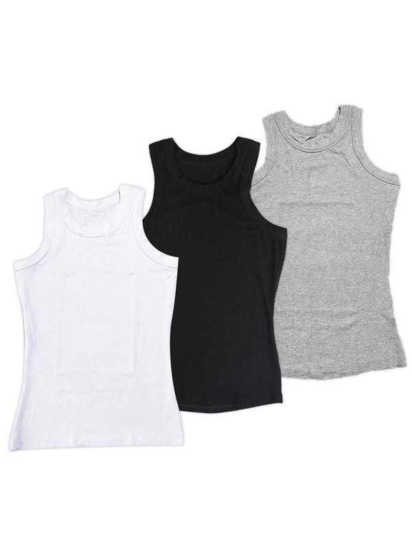 Women's Basic Plain Round Neck Tank Top, Casual Sleeveless Ribbed Top for Summer, Ladies Clothes for Daily Wear