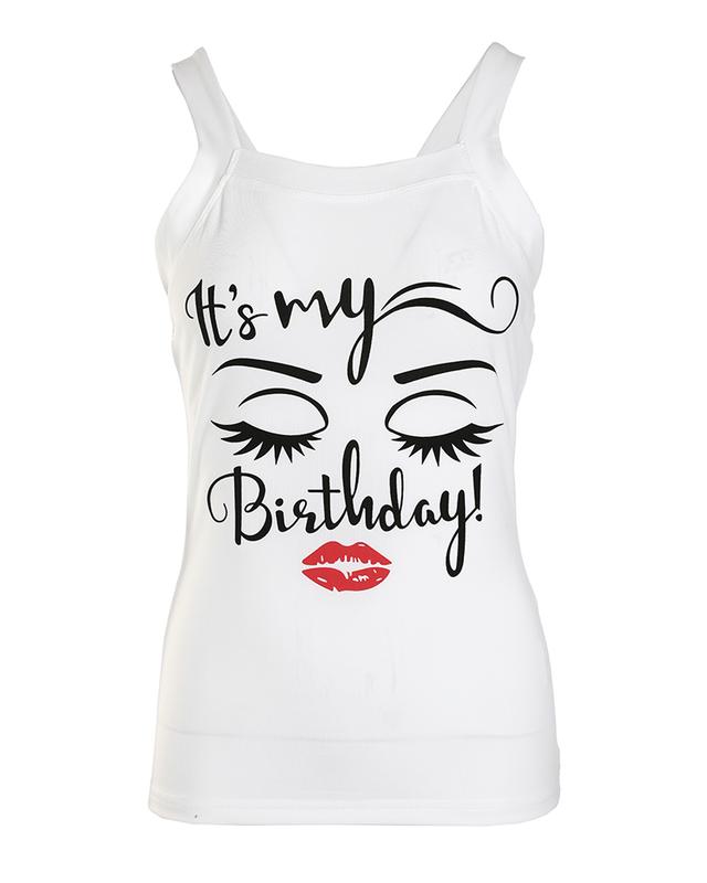 Chicme Lip Letter Figure Print Backless Casual Top white tanktop Womenswear Bodysuit top