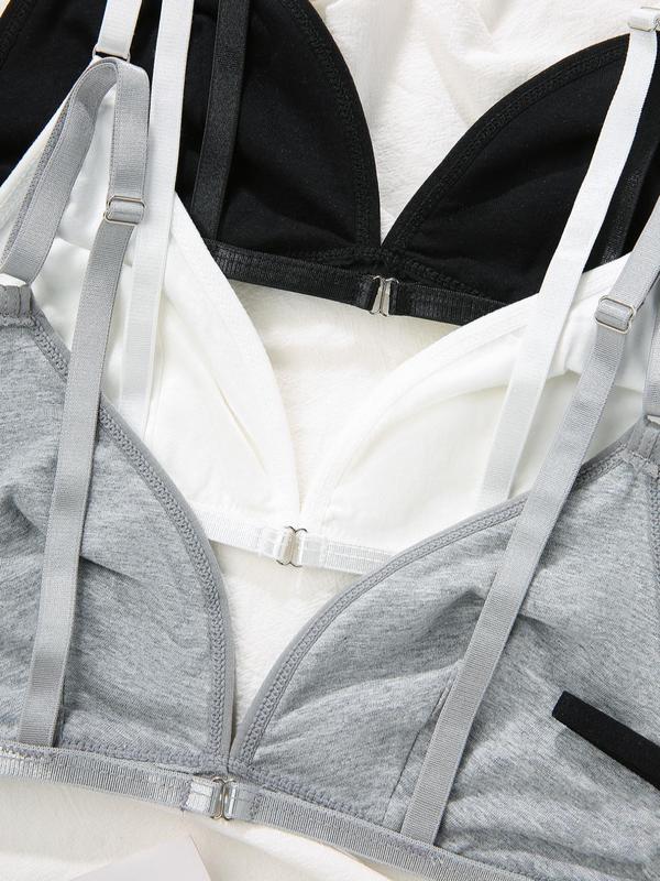 Women's Solid Adjustable Strap Push Up Bra & Thong Underwear Set, Casual Comfy Breathable Lingerie Set for Daily Wear, Underwear Set for Women