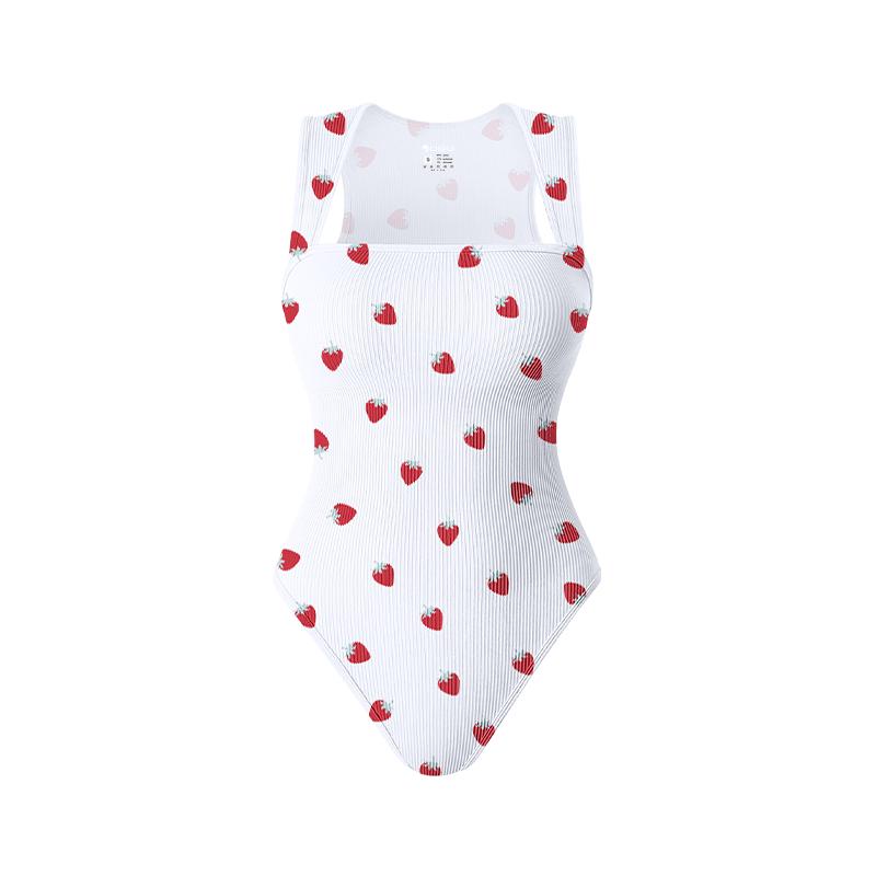 OQQ Printed pattern Women's Ribbed Bodysuit-Sexy Square Neck Sleeveless Tank Top Design-Stretchy, Soft Womenswear Underwear Lady Comfort