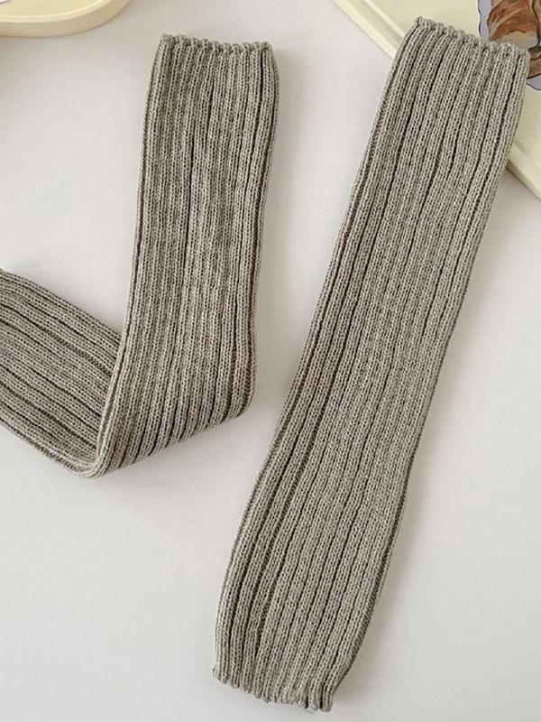 Women's Solid Leg Warmers, Casual Comfy Pile Socks, Knitted Leg Warmers for Fall & Winter Daily Wear