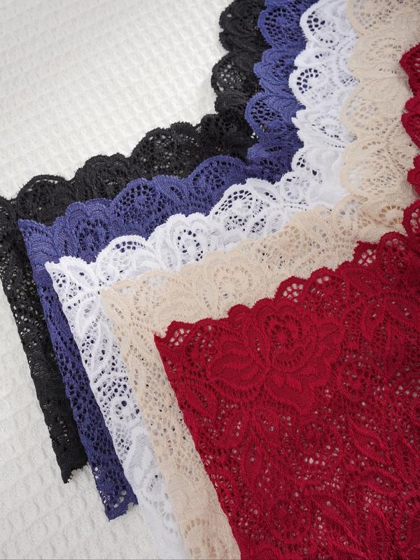 Women's Bow Decor Scallop Trim Lace Knicker, Soft Comfy Breathable Panty for Daily Wear, Underwear for All Seasons, Fall Wear, Fallfreshness