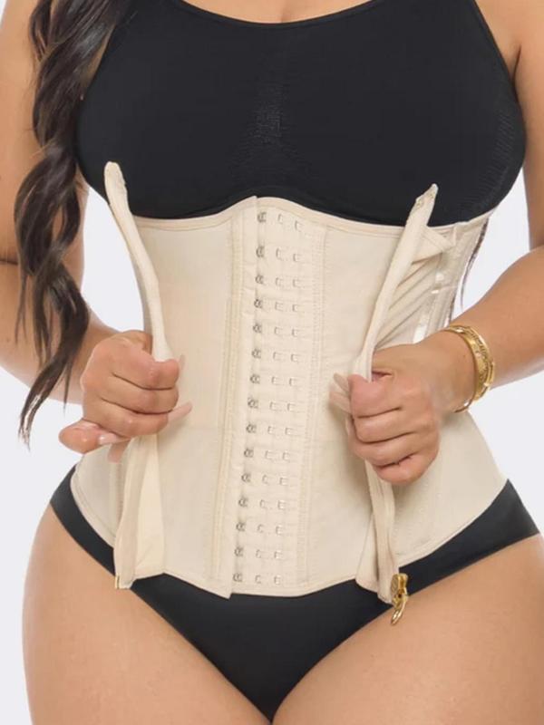 Women's Solid Color Zipper Front Waist Trainer, High Stretch Tummy Control Shaper, Waist Cincher for Women, Shapewear Belt for Daily Wear
