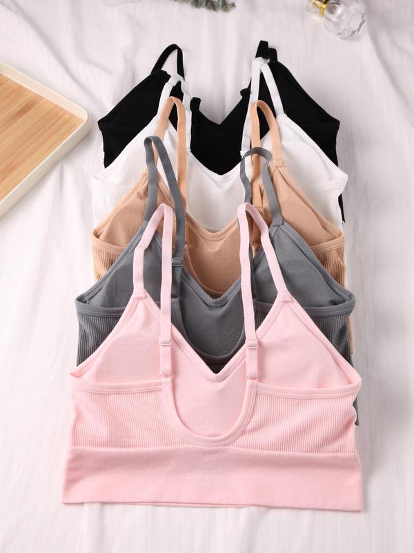 Women's  Plain Adjustable Strap Wireless Bra, Casual Comfortable Breathable Lingerie for Daily Wear, Lingeries for All Seasons