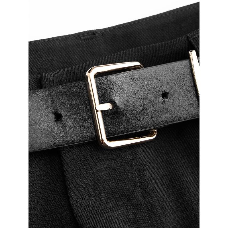 Cider [10 colors, Size 0-26] High Waist Solid Tapered Trousers With Belt