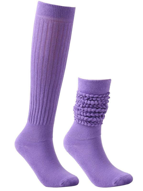 Women's Casual Solid Scrunch Socks, Comfy 1 Pair Stacked Over the Calf Socks for Fall & Winter, Breathable Knit Socks for Women Girls, Fall Wear, Fallfreshness